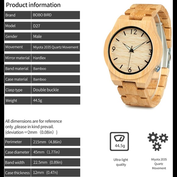 Men’s Luxury Real Bamboo Wooden Watch (BRAND NEW) - Picture 3 of 7